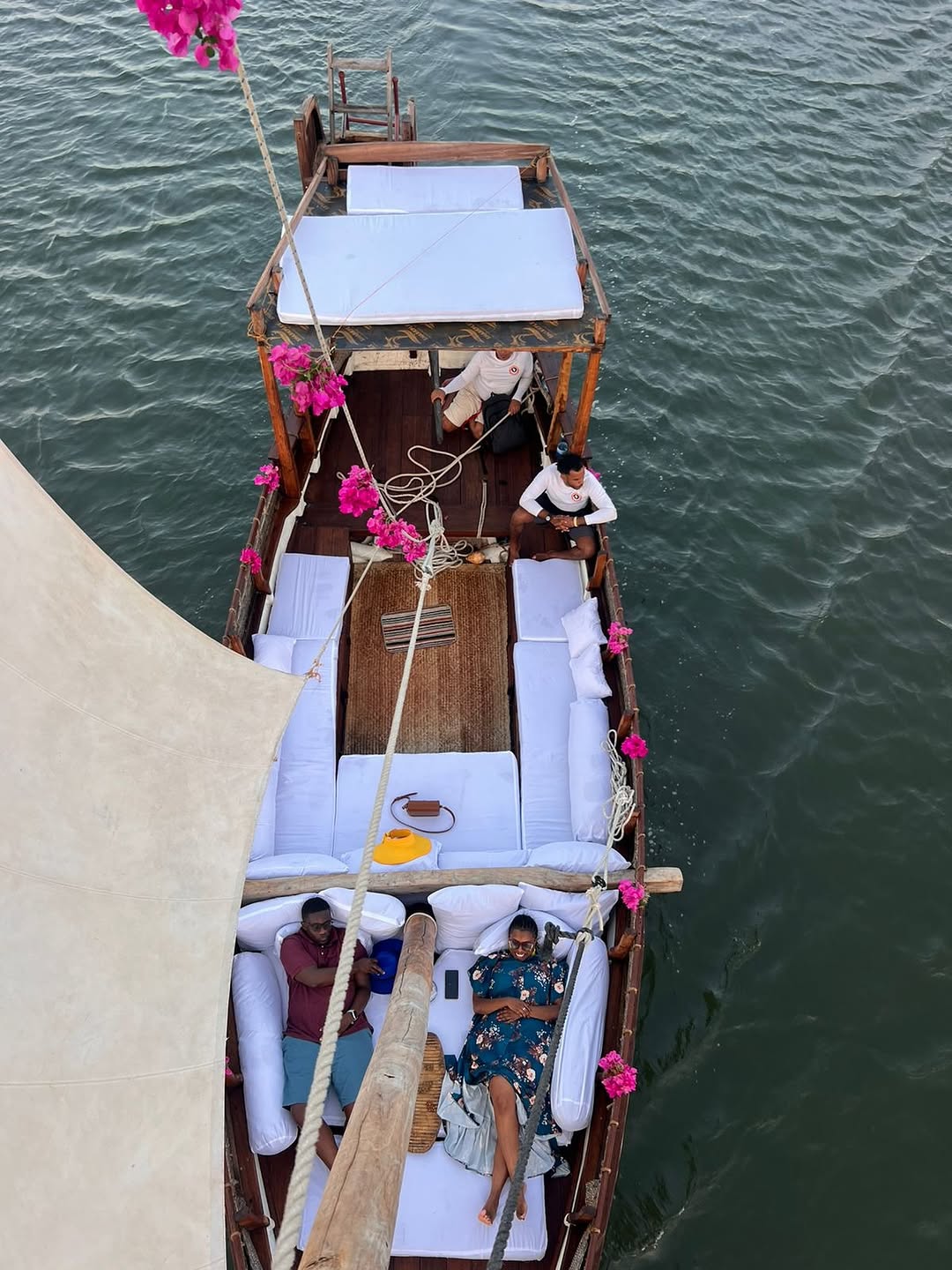 Traditional dhow sailing boat with authentic wooden construction